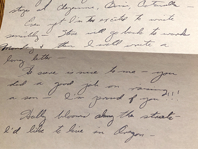 Content of letter from box