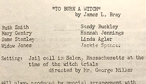 typewritten play program with me as Mary Gentry