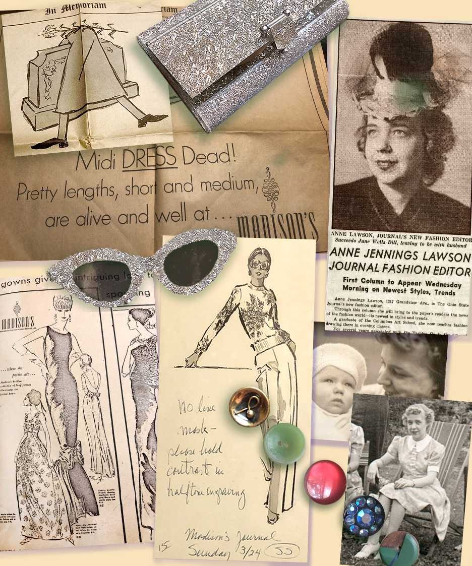 Collage showing Anne's career and baby