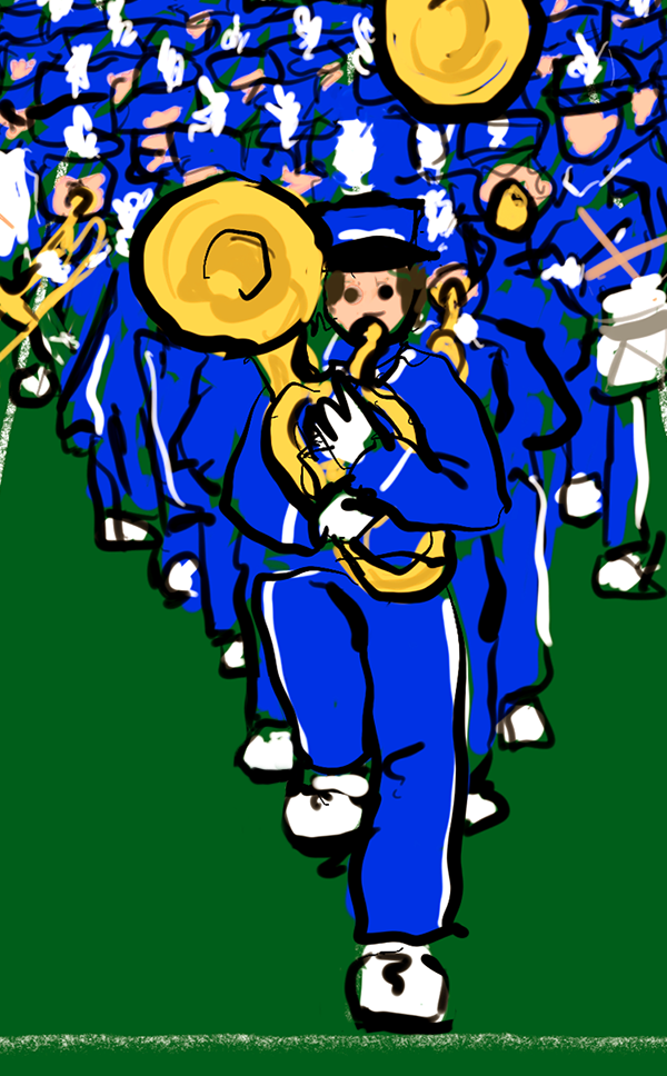 cartoon of marching band formation