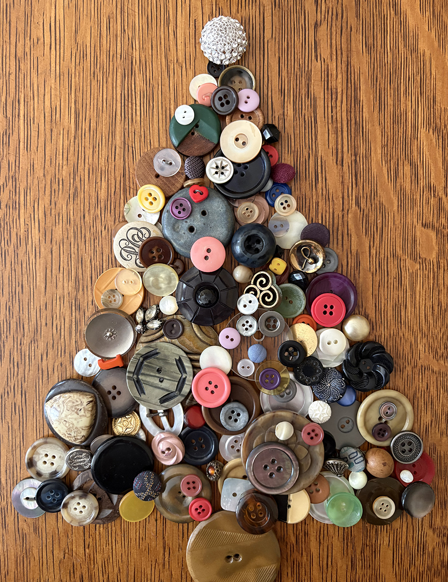 Christmas tree made of buttons