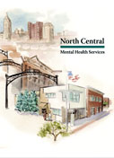 North Central Mental Health Services folder, annual report, and related design